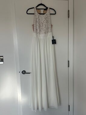 Lulu's Ivory and Blush Lace Maxi Dress NWT